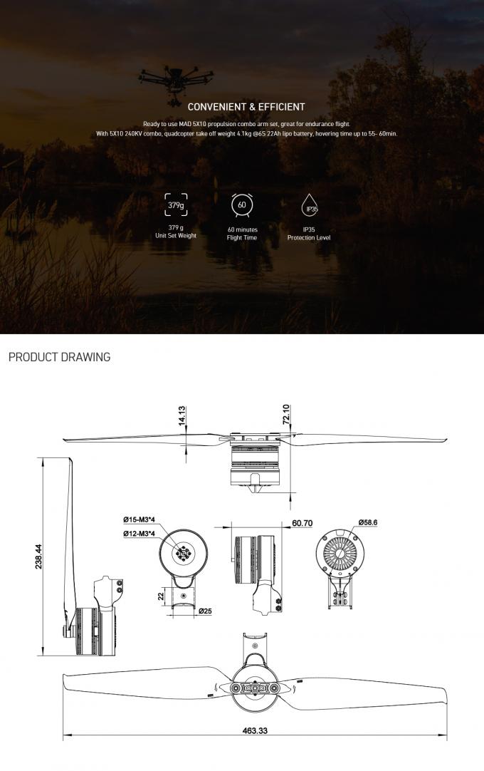 Complete drone arm set with Ανθρακας fiber construction