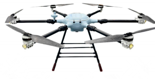 Multirotor drone in operational configuration showing Ανθρακας fiber frame and rotor assembly